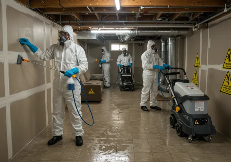 Basement Moisture Removal and Structural Drying process in Dana, NC